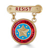 Small Resist Pin with Resist Greed / Embrace Humanity Medal